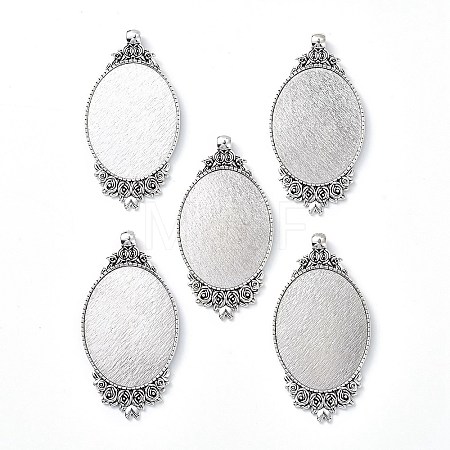 Tibetan Style Alloy Pendant Cabochon Settings X-TIBEP-N003-28AS-1