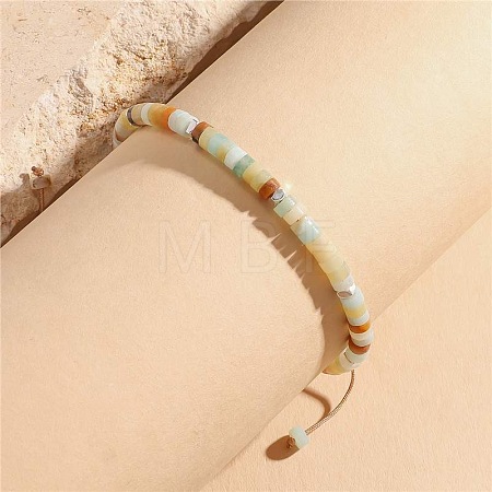 Natural Flower Amazonite Heishi Beaded Braided Bracelets SA4116-9-1