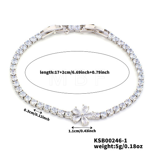 Elegant Brass Micro Pave Cubic Zirconia Charm Bracelets GR4721-1-1