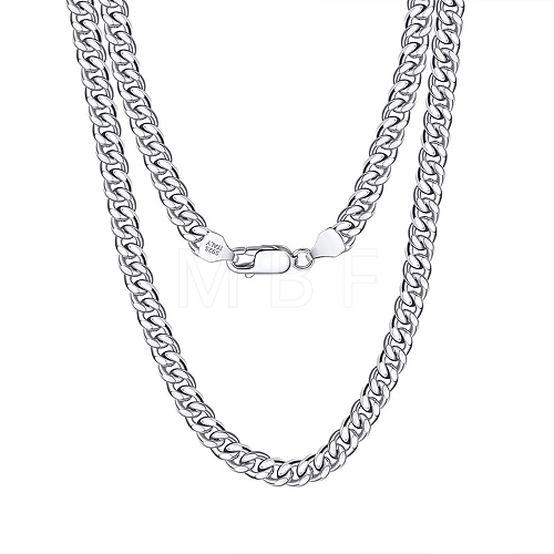 925 Sterling Silver Cuban Link Chain Necklace NJEW-I124-002-A-1