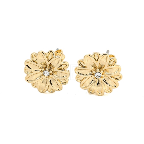 Brass Micro Pave Cubic Zirconia Ear Studs EJEW-P283-01G-04-1