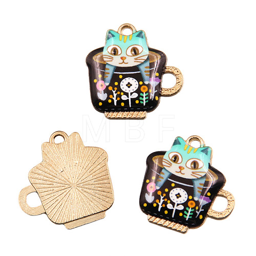 Light Gold Plated Alloy Enamel Pendants PW-WG9221B-02-1