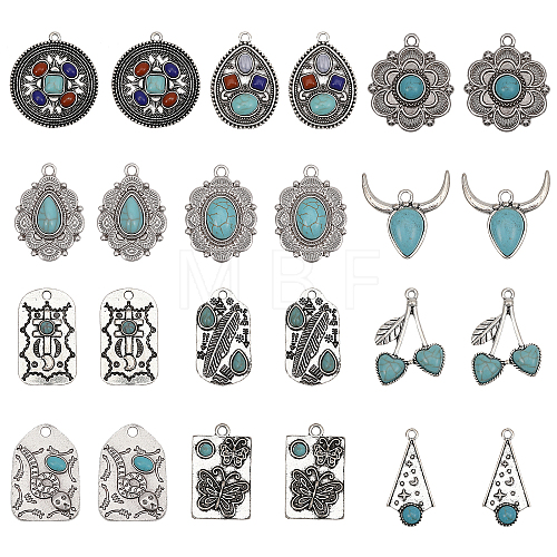 24Pcs 12 Style Synthetic Turquoise Pendants FIND-CA0008-21-1