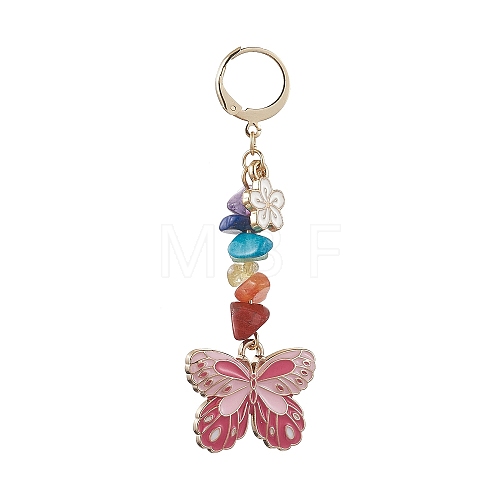 Butterfly Alloy Emamel Pendant Decorations HJEW-JM01747-01-1