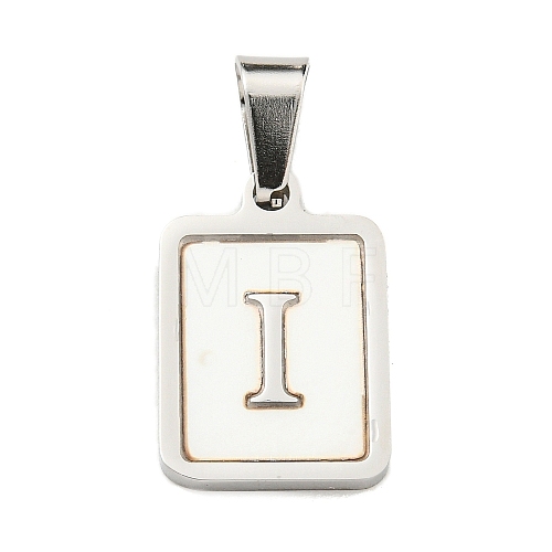 Vacuum Plating 304 Stainless Steel Pave Natural White Shell Pendants STAS-S130-03P-I-1