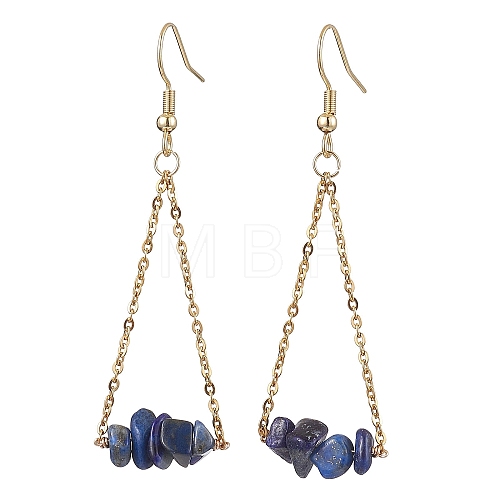 304 Stainless Steel with Natural Lapis Lazuli Dangle Earrings EJEW-JE06010-02-1