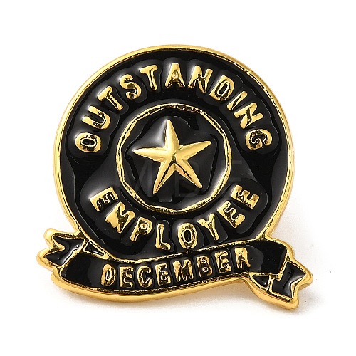 Golden Tone Alloy Outstanding Employee of The Month Enamel Pins JEWB-K021-07G-12-1