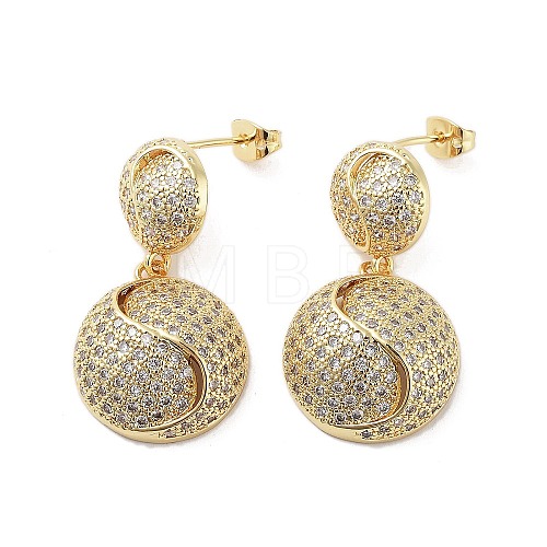 Rack Plating Brass Micro Pave Cubic Zirconia Stud Earring EJEW-C081-41G-1