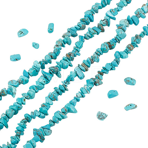 4 Strands Natural Turquoise Chip Beads Strands G-AR0005-52-1