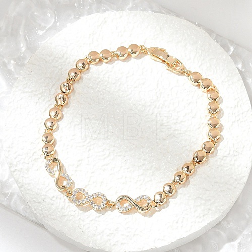 Brass Micro Pave Cubic Zirconia Chain Bracelets KK-R217-46G-1