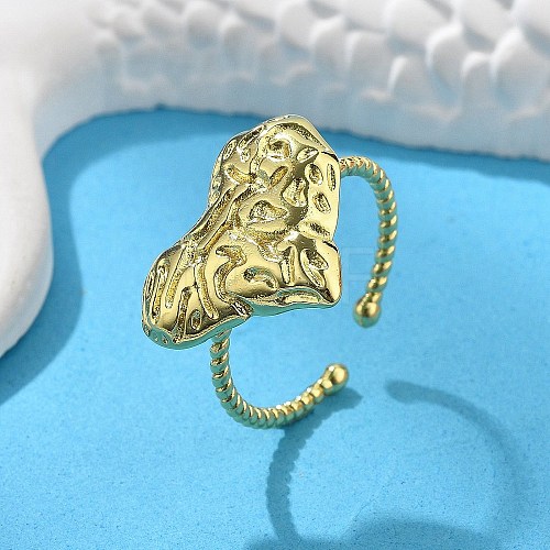 Heart Brass Cuff Rings for Women RJEW-C123-09G-1