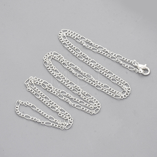 Brass Coated Iron Figaro Chain Necklace Making MAK-T006-03S-1