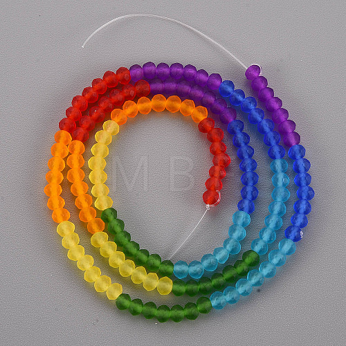 7 Colors Rainbow Color Frosted Glass Beads Strands FGLA-T002-02B-1