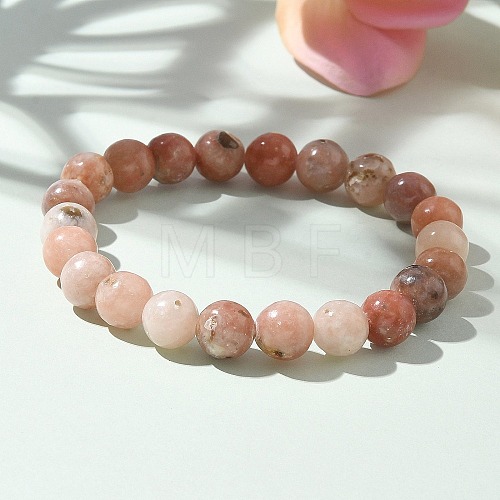 Natural Plum Blossom Jade Beads Stretch Bracelets X-BJEW-F380-01-B08-1