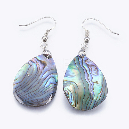 Abalone Shell/Paua Shell Dangle Earrings EJEW-P148-03-01-1