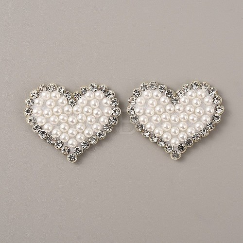 Plastic Imitation Pearl Beaded Iron on Appliques PATC-WH0005-02-1