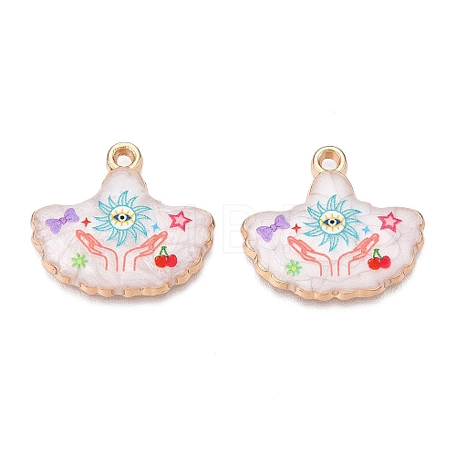 Printed Rack Plating Alloy Enamel Pendants ENAM-T020-06B-1