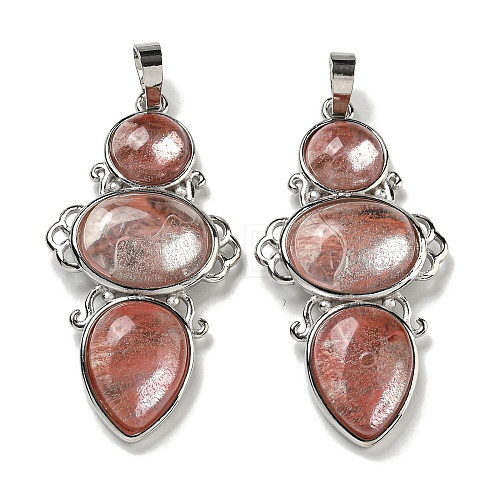 Cherry Quartz Glass Pendants G-Q158-04I-1