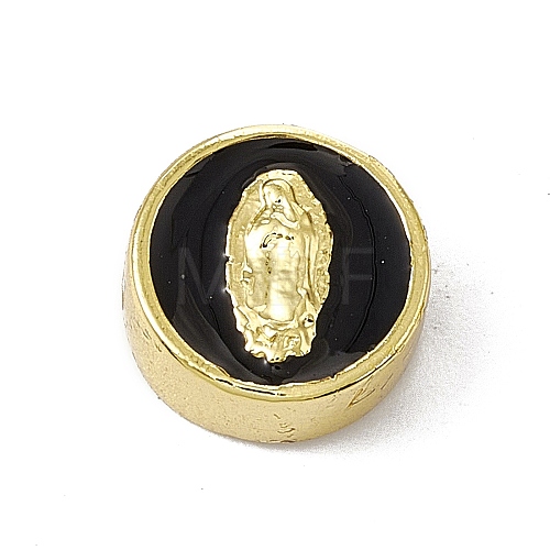 Real 18K Gold Plated Brass Enamel Beads KK-A170-02G-03-1