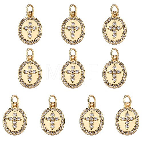 10Pcs Rack Plating Brass Micro Pave Clear Cubic Zirconia Charms ZIRC-SZ0004-13-1