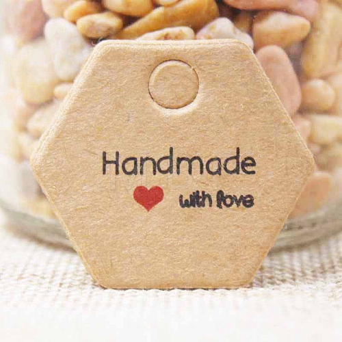 100Pcs Valentine's Day Handmade with Love Paper Gift Tags PW-WG31020-02-1