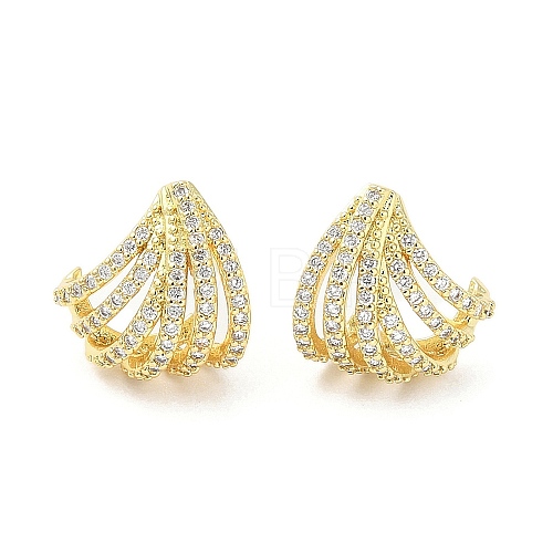 Rack Plating Brass Micro Pave Clear Cubic Zirconia Stud Earrings for Women EJEW-M260-19G-1