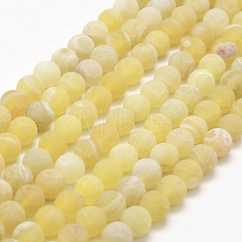 Frosted Natural Agate Beads Strands G-F367-6mm-11-1