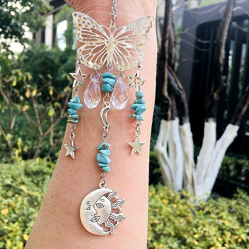 Synthetic Turquoise Butterfly Hanging Suncatcher Pendant Decoration DJEW-PW0008-19-18-1