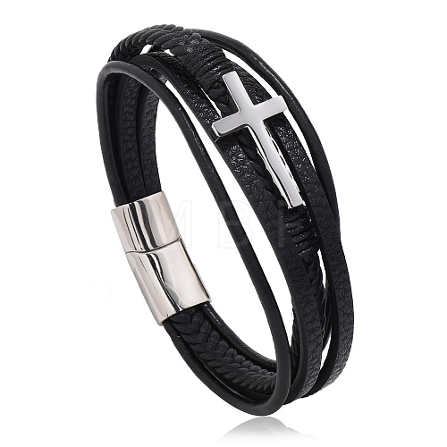 Leather Cord Multi-starand Bracelet RELI-PW0001-047B-P-1