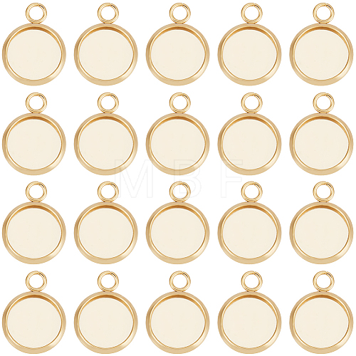 Beebeecraft 40Pcs 304 Stainless Steel Pendant Cabochon Settings STAS-BBC0006-24A-G-1