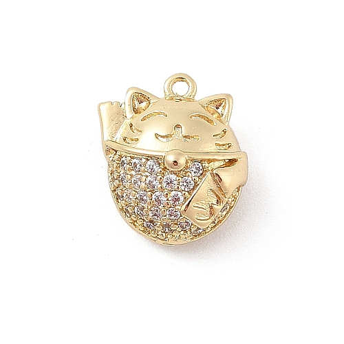 Brass Pave Cubic Zirconia Pendants KK-E791-01G-1