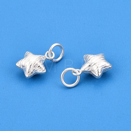 Textured 925 Sterling Silver Star Charms STER-T007-82S-1