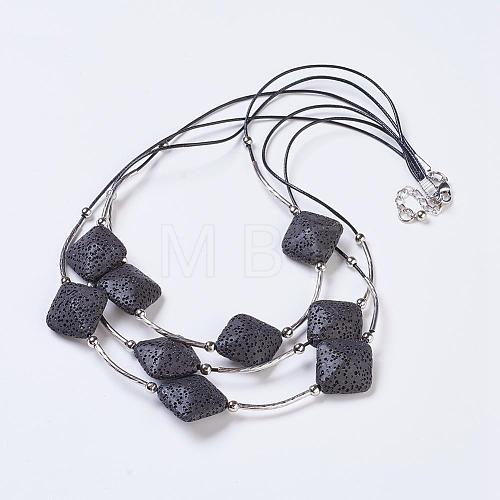 Waxed Cord Tiered Necklaces NJEW-P185-B04-1