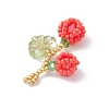 Glass Seed Beaded Berries & Leaf Pendants PALLOY-MZ01114-01-4