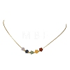 Natural Mixed Gemstone Beaded Pendant 304 Stainless Steel Boston Link Chain Necklaces NJEW-JN06419-03-3