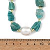 Raw Rough Natural Amazonite Nuggets & Oval Shell Pearl Beaded Necklaces for Women NJEW-JN06486-3