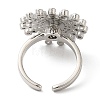 Rotatable Cubic Zirconia Flower Open Ring RJEW-Q776-05P-3