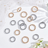 16Pcs 4 Styles Alloy Crystal Rhinestone Spring Gate Rings RB-WR0001-01-4