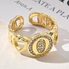 Brass Micro Pave Clear Cubic Zirconia Open Cuff Rings for Women RJEW-K289-02G-O-2