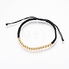 Adjustable Brass Braided Beaded Bracelets BJEW-JB03778-2
