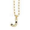 Brass Pave Colorful Cubic Zirconia Initial Pendant Necklaces FS-WG26597-10-1