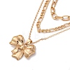 Alloy 3 Layer Bowknot Pendant Necklaces for Women NJEW-U013-01G-02-2