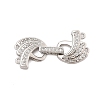 Brass Micro Pave Clear Cubic Zirconia Fold Over Clasps KK-C075-08P-1