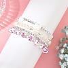 4Pcs 4 Styles Printed Porcelain Beads & Synthetic Hematite Beads & Shell Beads & ABS Plastic Pearl Stretch Bracelets Sets for Women BJEW-JB14203-02-1