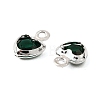 Heart Brass Glass Charms KK-S385-01S-06-2