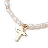 Brass Cross Charm Bracelets BJEW-JB13500-3