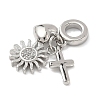 Brass Micro Pave Clear Cubic Zirconia European Dangle Charms KK-D502-13C-P-2