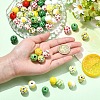 100Pcs 10 Styles Spray Painted Round Natural Schima Wood Beads WOOD-YW0001-85-5