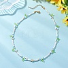Faceted Round Dyed Natural White Jade & Flower Handmade Millefiori Glass & Glass Seed Beaded Necklaces for Women NJEW-MZ00150-03-1