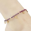 Natural Ruby & Rhodonite & Amethyst Faceted Round and Pearl Beaded Anklets AJEW-AN00872-02-2